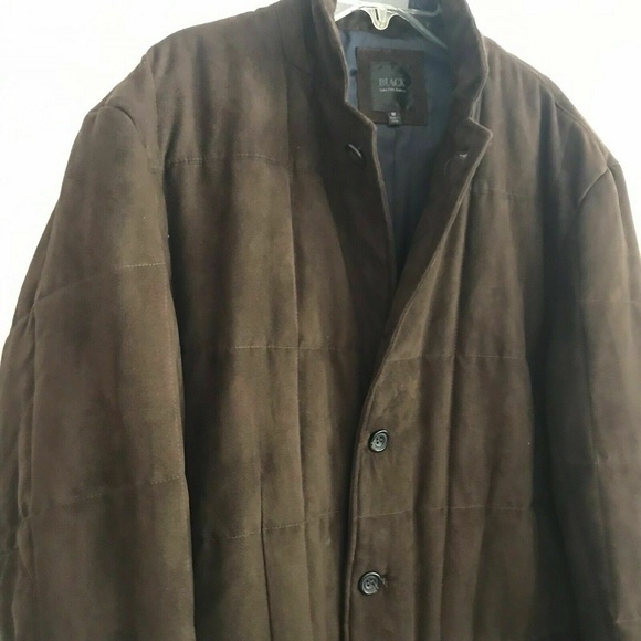 BLACK SAKS FIFTH AVE Size Medium Brown Soft Microfiber Suede Coat Lined Pockets - Picture 7 of 10